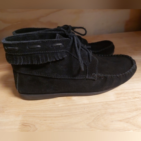 Minnetonka Men\'s Black Suede Leather Lace Up Chukka Boots EUC 8 Boho Minimalist main image 7